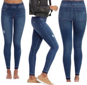 Spanx Distressed Raw Hem Skinny Legging Jegging Blue Ankle Jeans Women’s M